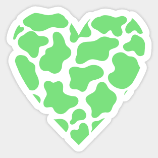 Cow Print Green Heart Design Sticker